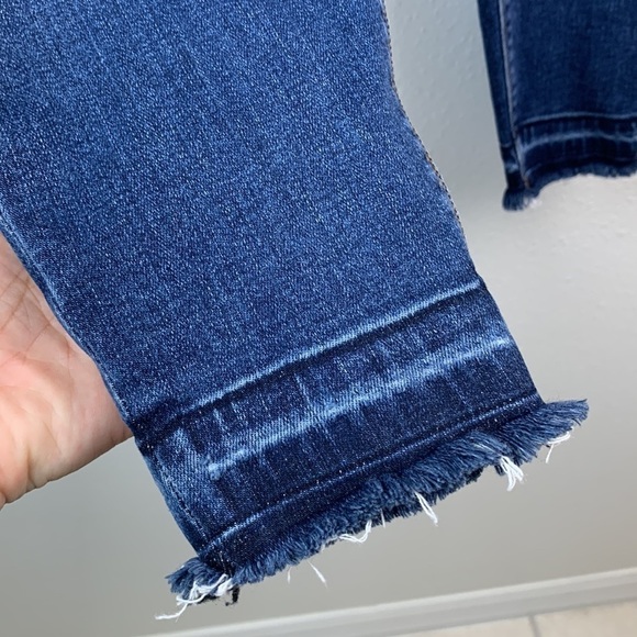 SPANX dark wash released raw hem skinny jeans jeggings Tummy smoother panel EUC - Picture 8 of 15